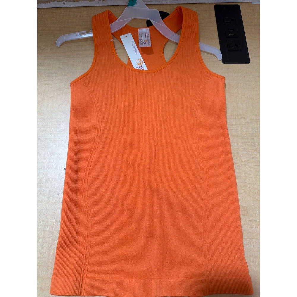 Fashion Orange Seamless Racerback Tank Top Ribbed Athletic Scoop Neck One Size